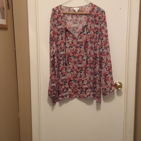 J. Jill Tops - NWOT - J Jill Floral Semi Sheer Pull Over Smocked Blouse - Size XL